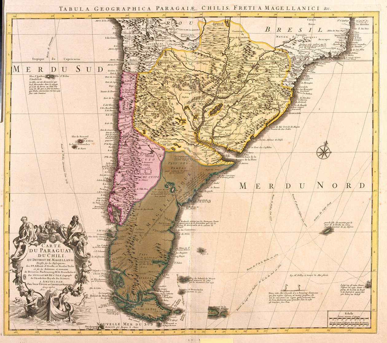 Chile (utom norra), Argentina, Paraguay, Uruguay, sydöstra Brasilien, Falklandsöarna av Guillaume Delisle