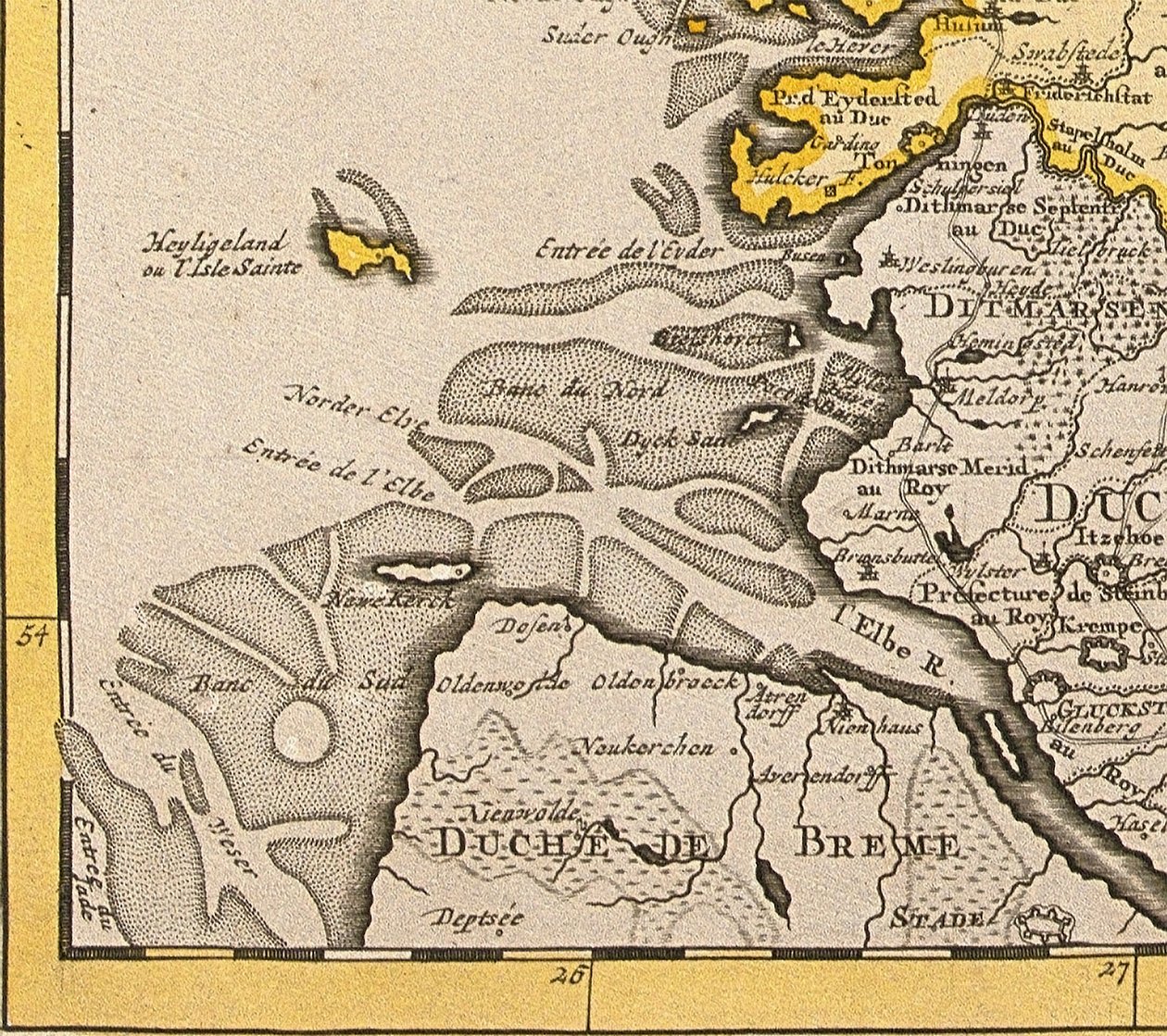 Detalj av Helgoland från en karta över Danmark, 1730 av Guillaume Delisle