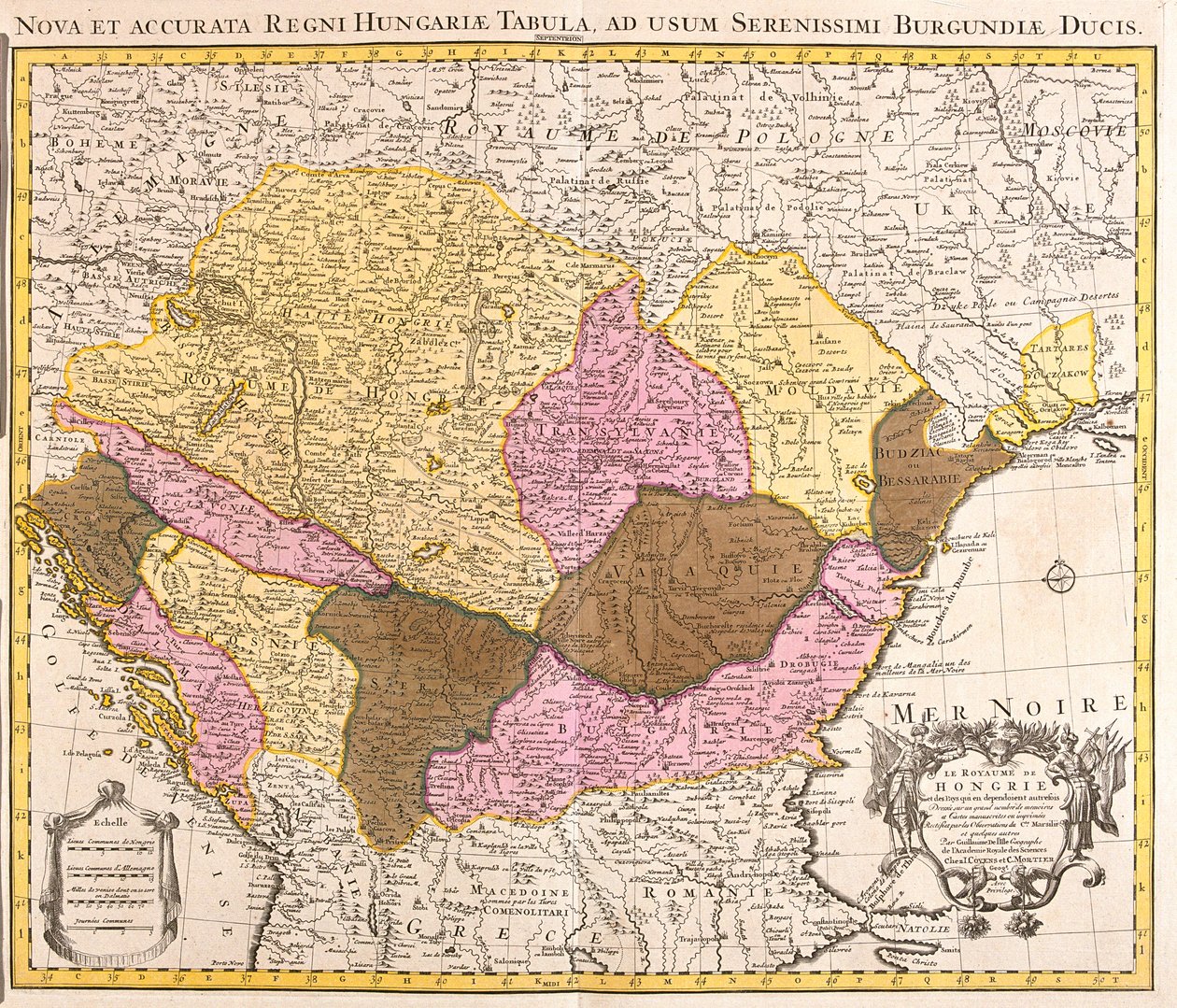 Stora delar av Kroatien (utom norra delen), Bosnien och Hercegovina, Serbien och Montenegro, stora delar av Bulgarien (utom södra delen), södra Ukraina, Moldavien, Rumänien, södra Slovakien, Ungern av Guillaume Delisle