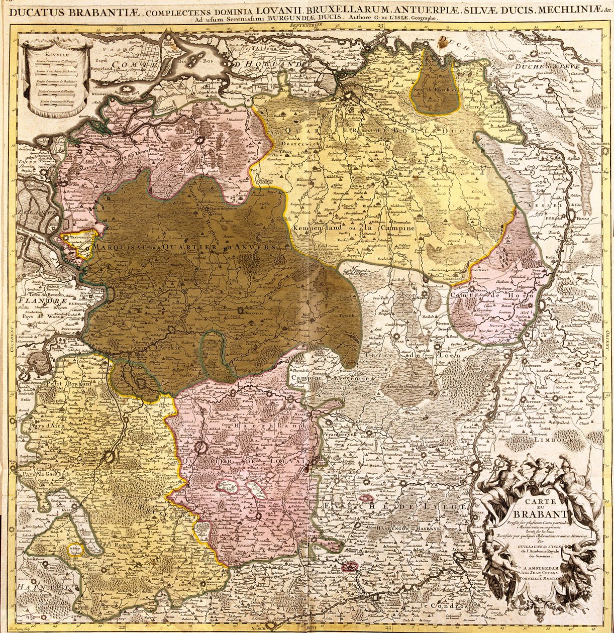 Karta över Brabant (Belgien och Nederländerna)(etsning av Guillaume Delisle