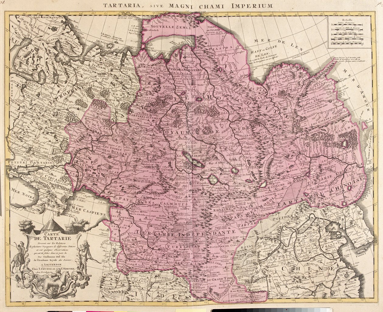Karta över Tartaria (Centralasien, Sibirien, Turkestan, Mongoliet och Manchuriet) (etsning av Guillaume Delisle