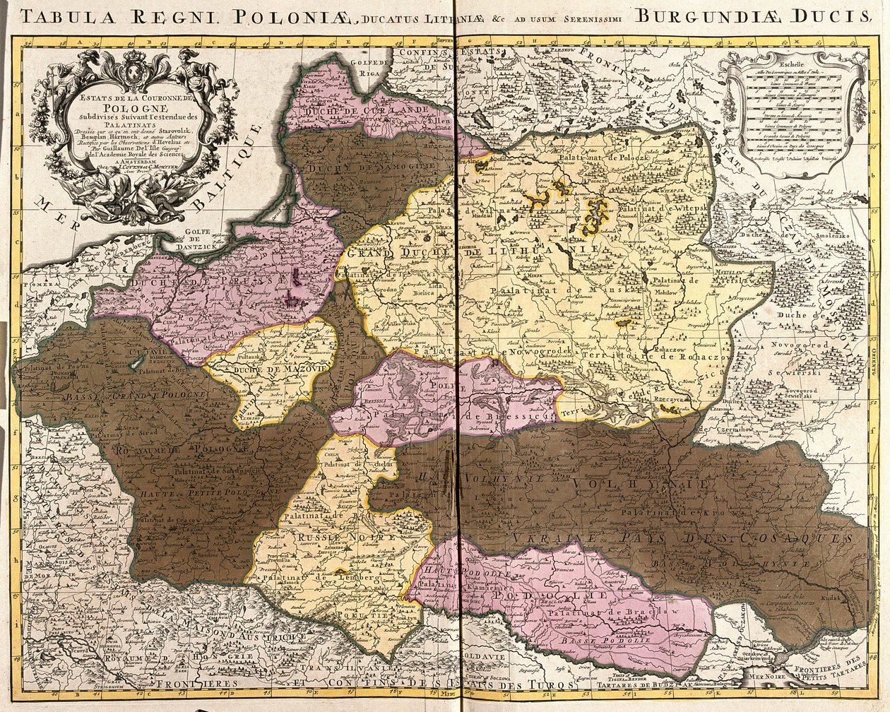 Karta över kungariket Polen med hertigen av Litauen (etsning av Guillaume Delisle
