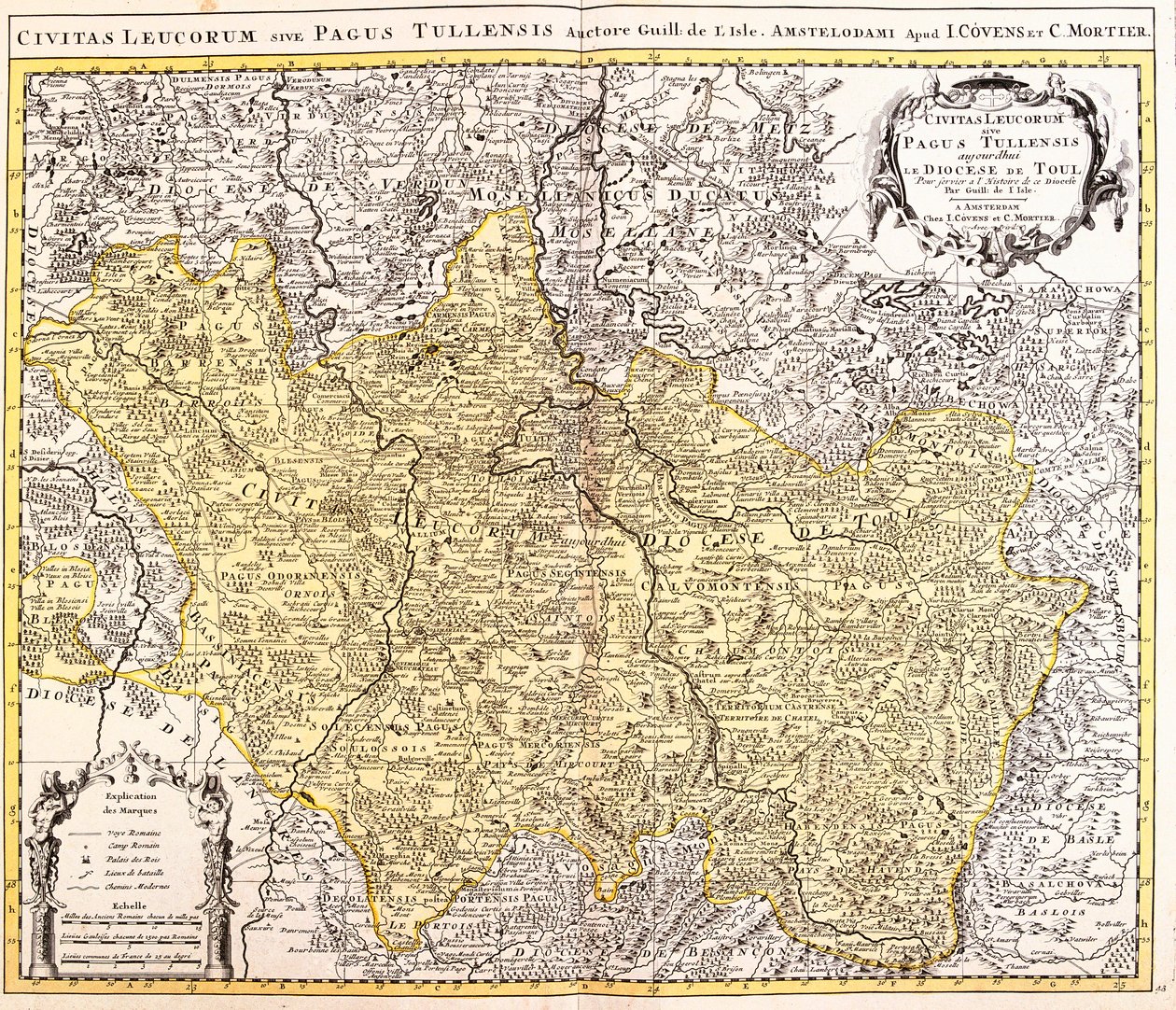 Karta över stiftet Toul (Lorraine, Frankrike) (etsning av Guillaume Delisle