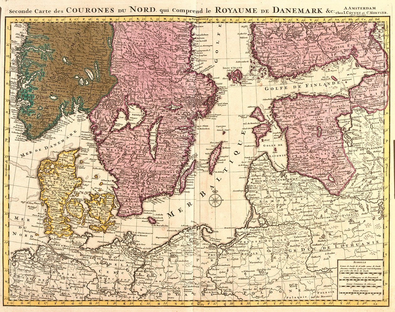 Karta över de nordliga rikena (Danmark, Sverige, Norge och Finland) (etsning av Guillaume Delisle