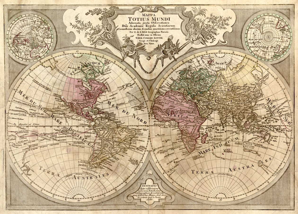 Mappa totius mundi - adornata juxta observationes dnn. academiae regalis scientiarum et nonnullorum aliorum secundum annotationes recentissimas LOC 2006627254 av Guillaume Delisle