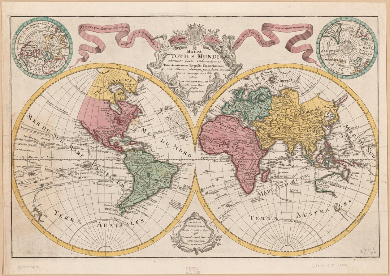 Mappa totius mundi - adornata juxta observationes dnn. academiae regalis scientiarum et nonnullorum aliorum secundum annotationes recentissimas LOC 2017585675 av Guillaume Delisle