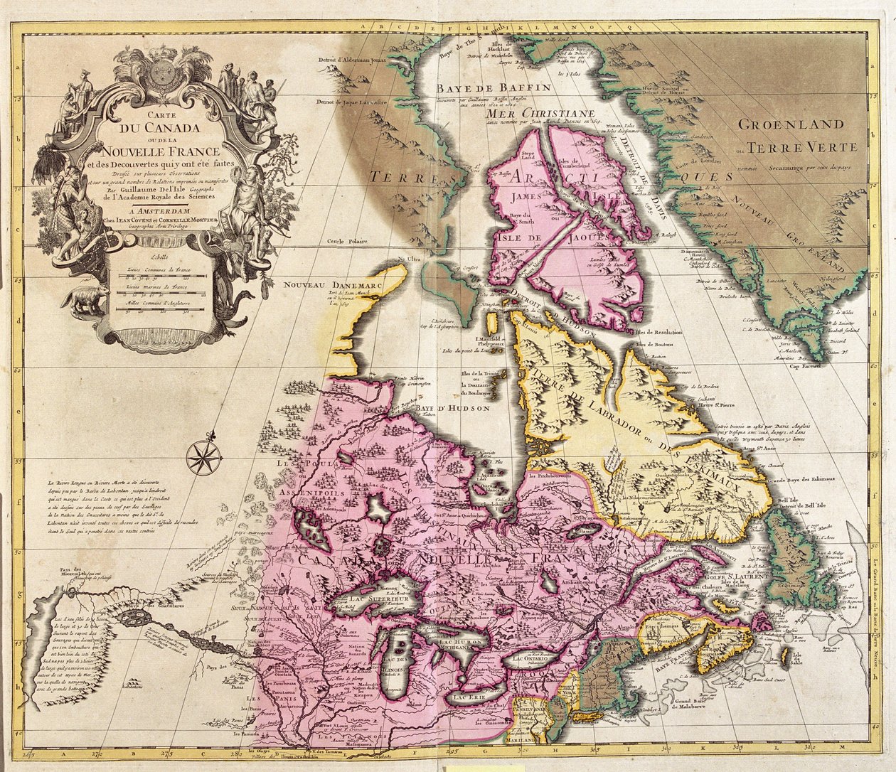 Ontario, Quebec, Nova Scotia, New Brunswick, Manitoba, Nunavut, Prince Edward Island, Newfoundland och Labrador, Kanada, Grönland av Guillaume Delisle