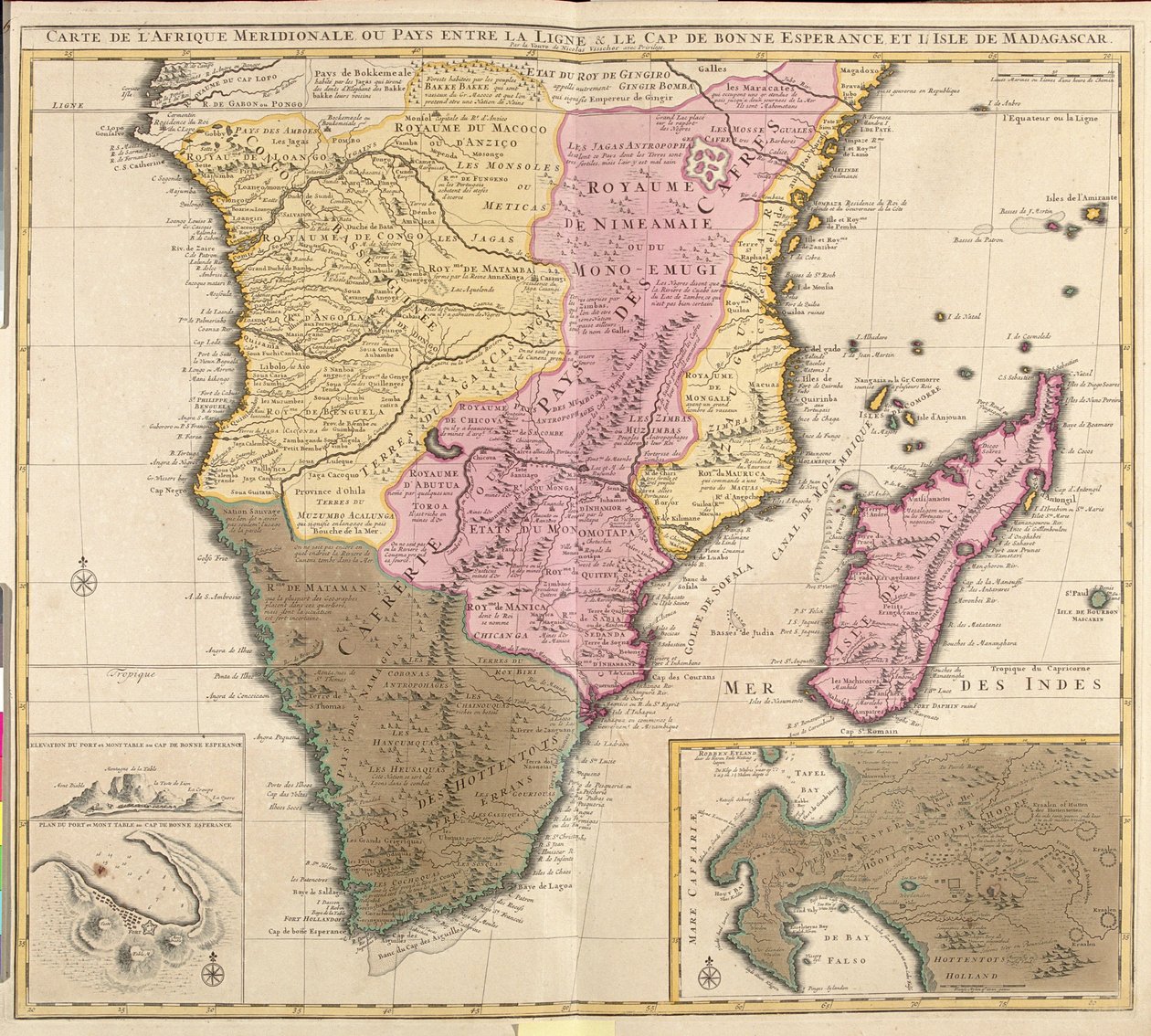 Södra Gabon, stora delar av Republiken Kongo (utom norra delen), stora delar av Demokratiska republiken Kongo (utom norra delen), stora delar av Uganda (utom norra delen), stora delar av Kenya (utom norra delen), södra Somalia, Rwanda, Burundi, Tanzania, A av Guillaume Delisle