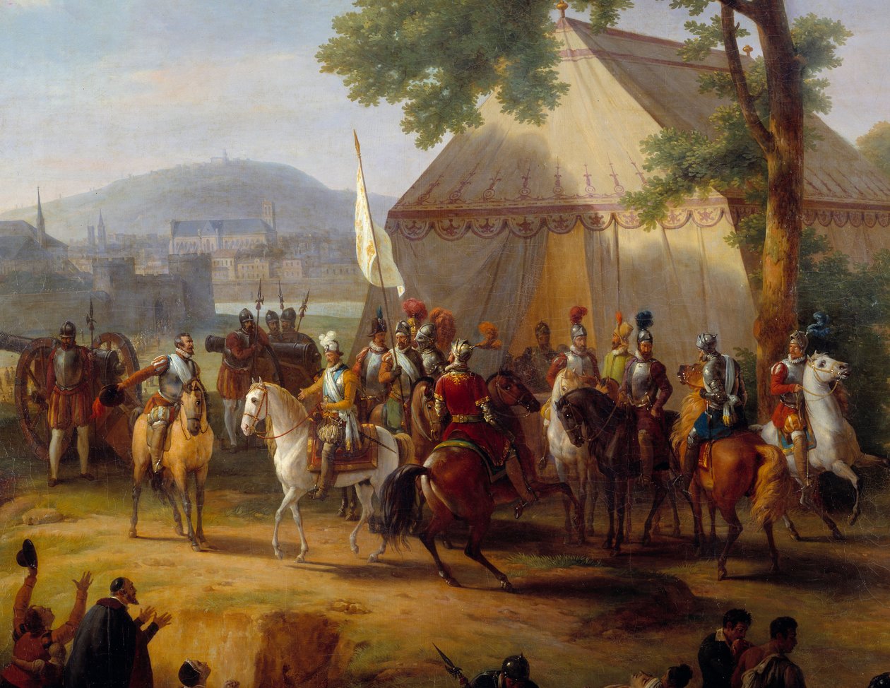 Kung Henrik IV lämnar sitt tält (detalj av Henrik IV som försörjer parisarna) av Guillaume Frederic Ronmy