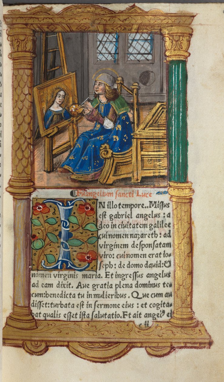 Tryckt timbok (Roms bruk): fol.18r, S:t Lukas av Guillaume Le Rouge