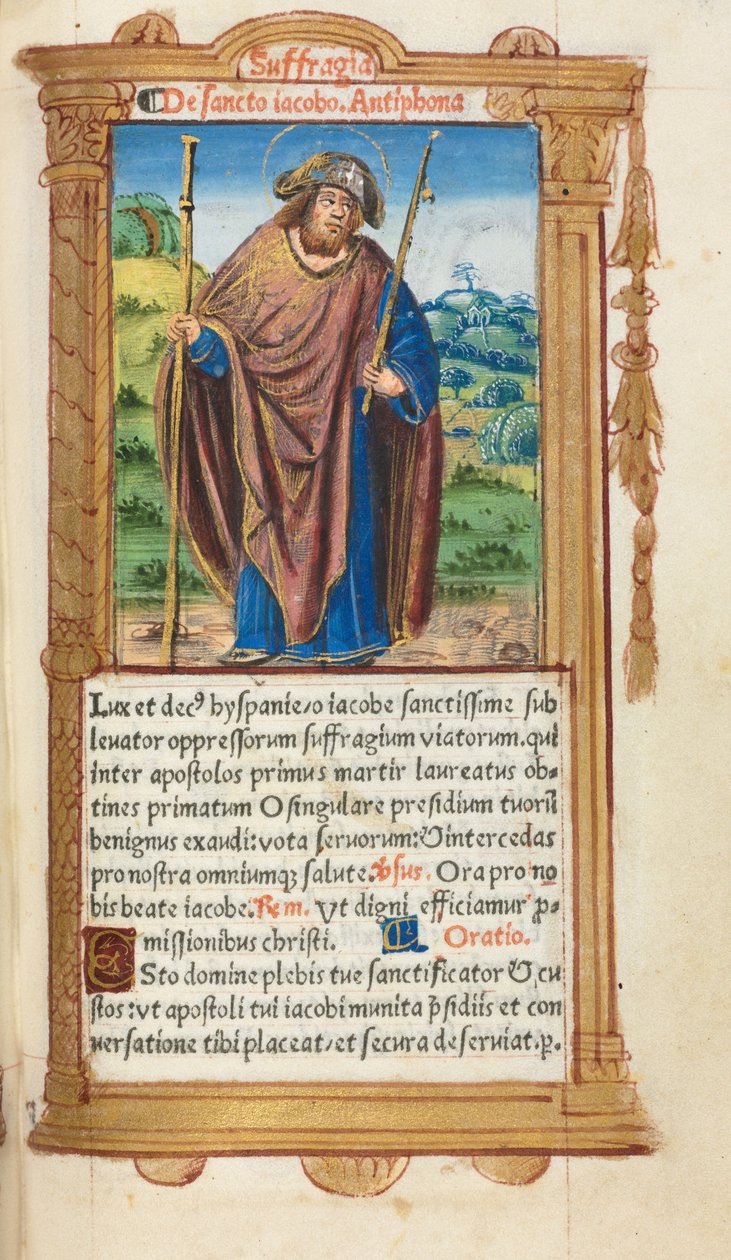 Tryckt timbok (användning i Rom): fol. 100r, St. James the Greater av Guillaume Le Rouge