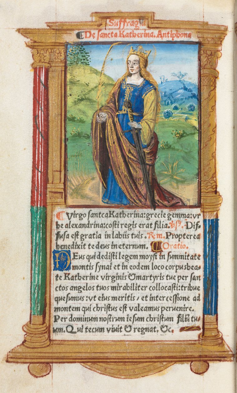 Tryckt timbok (användning i Rom): fol. 109v, S:ta Katarina av Guillaume Le Rouge