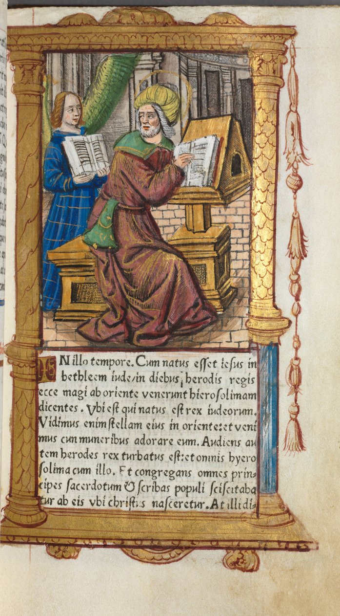Tryckt timbok (Roms bruk): fol. 19r, Matteus av Guillaume Le Rouge
