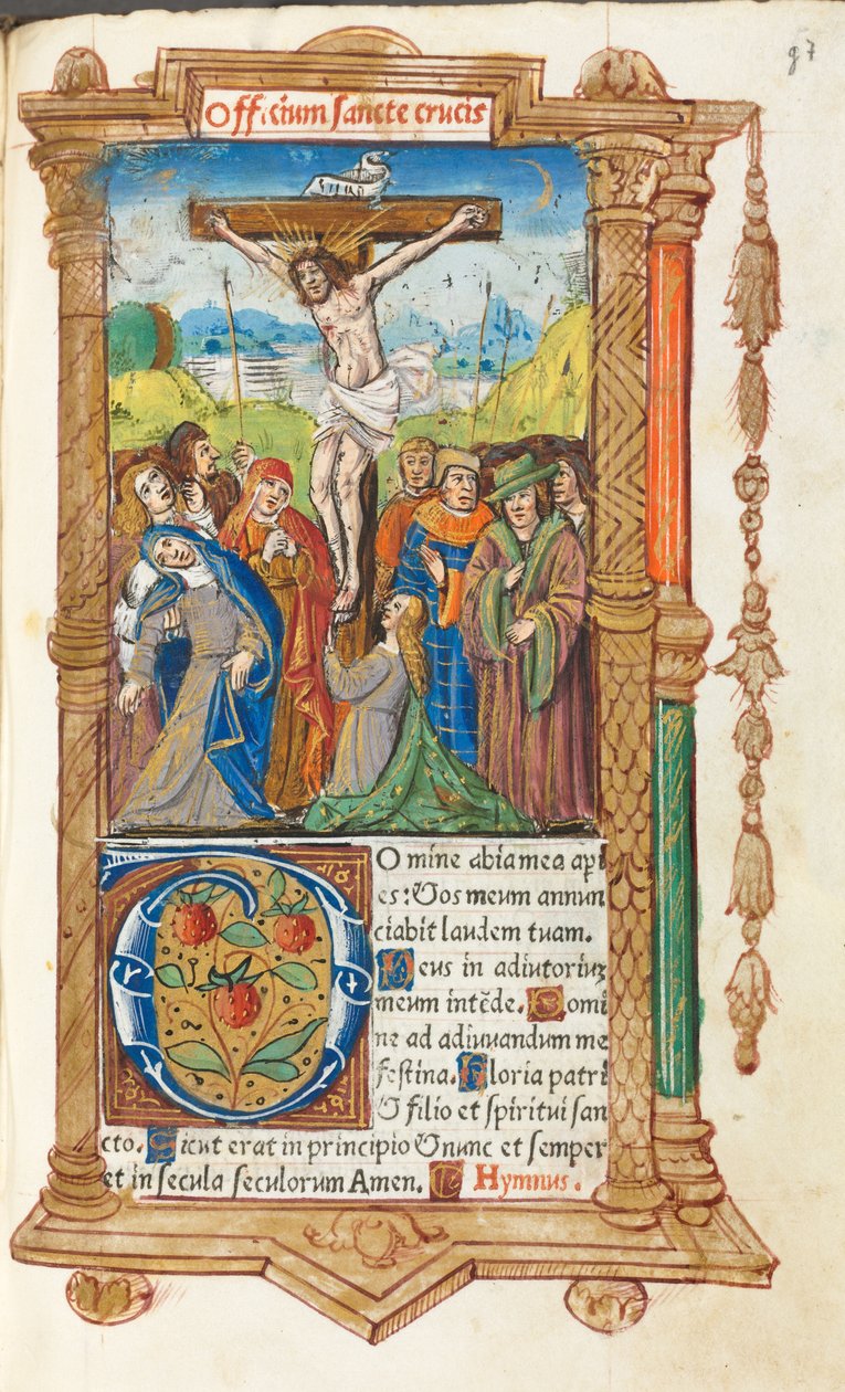Tryckt timbok (Roms bruk): fol. 55r, Korsfästelsen av Guillaume Le Rouge