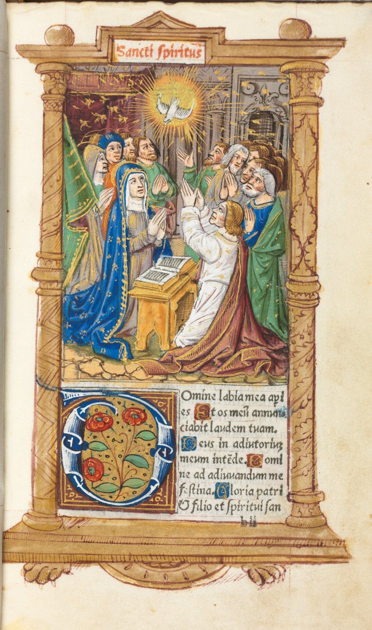 Tryckt timbok (Roms bruk): fol. 58r, pingst av Guillaume Le Rouge