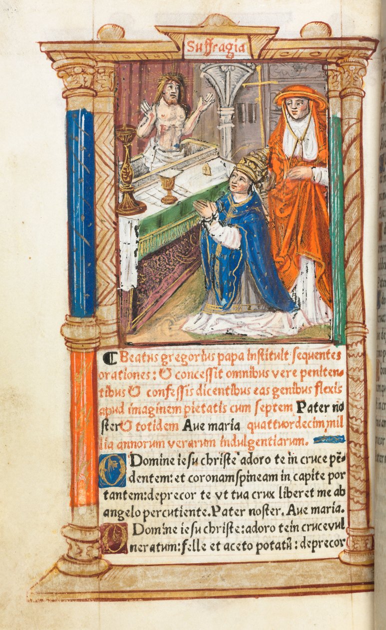 Tryckt timbok (Roms bruk): fol. 96v, mässa av den helige Gregorius av Guillaume Le Rouge