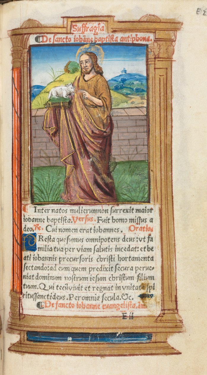 Tryckt timbok (användning i Rom): fol. 98r, Johannes döparen av Guillaume Le Rouge