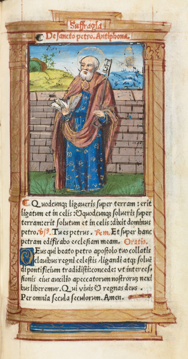 Tryckt timbok (användning i Rom): fol. 99r, S:t Peter av Guillaume Le Rouge