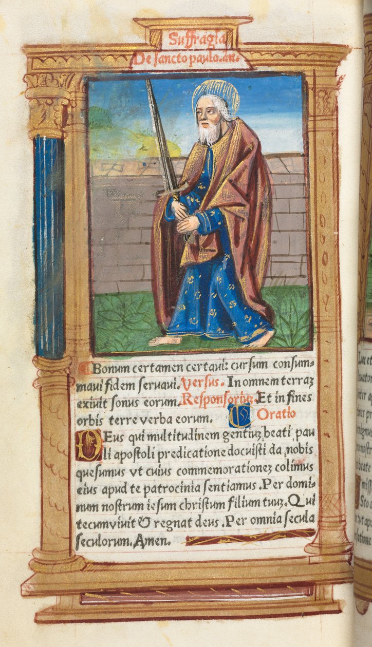 Tryckt timbok (användning i Rom): fol. 99v, S:t Paulus av Guillaume Le Rouge
