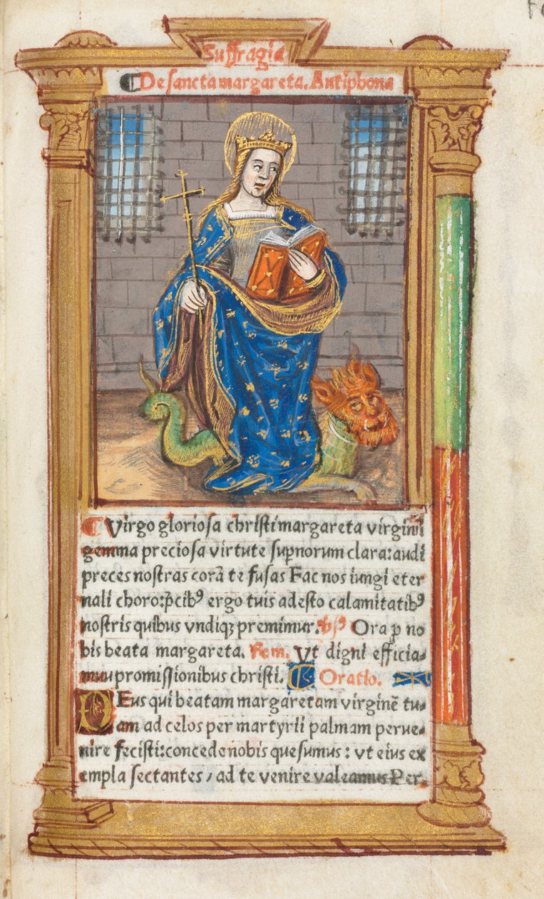 Tryckt timbok Användning av Rom: fol. 110r, St. Margareta, 1510. av Guillaume Le Rouge