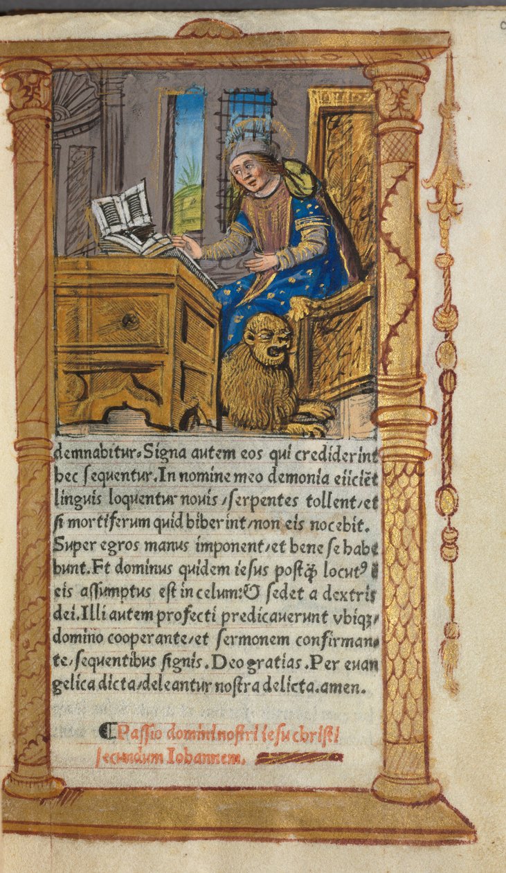 Tryckt timbok Användning av Rom: fol. 20r, Markus, 1510. av Guillaume Le Rouge