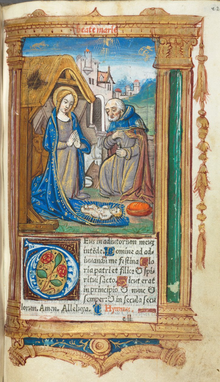 Tryckt timbok Användning av Rom: fol. 34r, Födelsekyrkan, 1510. av Guillaume Le Rouge