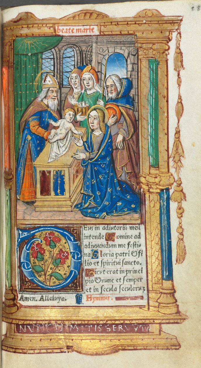 Tryckt timbok Användning av Rom: fol. 40r, Presentation i templet, 1510. av Guillaume Le Rouge
