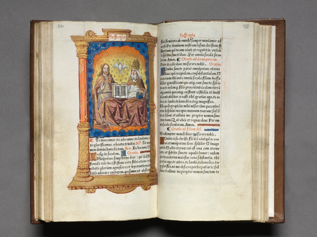Tryckt timbok Användning av Rom: fol. 95r, Treenigheten, 1510. av Guillaume Le Rouge