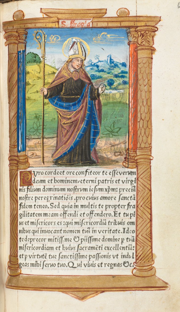 Tryckt timbok Användning av Rom: fol. 96r, St. Augustine, 1510. av Guillaume Le Rouge
