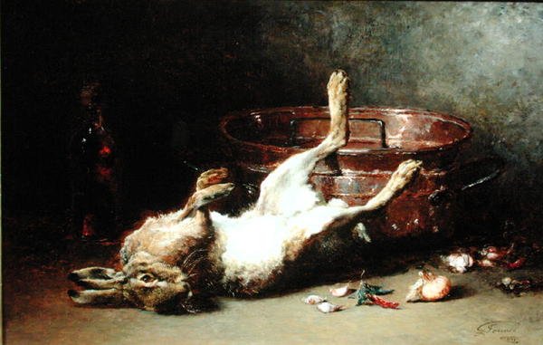 Stilleben med en hare och en kittel, 1886 av Guillaume Romain Fouace
