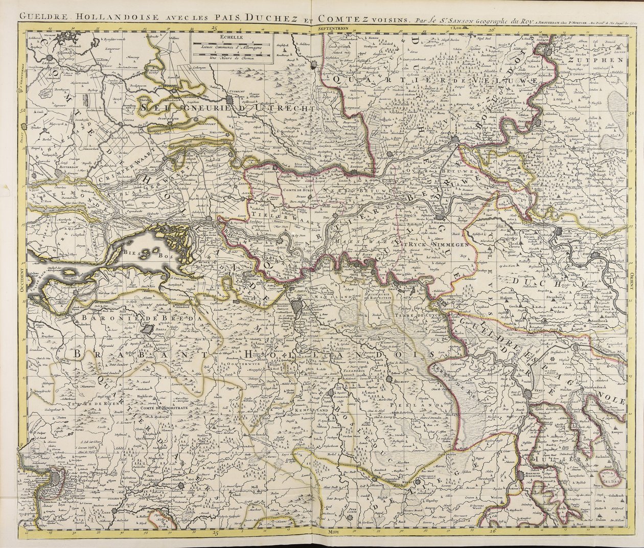 Gueldre hollandoise avec les pais, duchez et comtez voisins / par le sr. Sanson geographe du roy av Guillaume Sanson