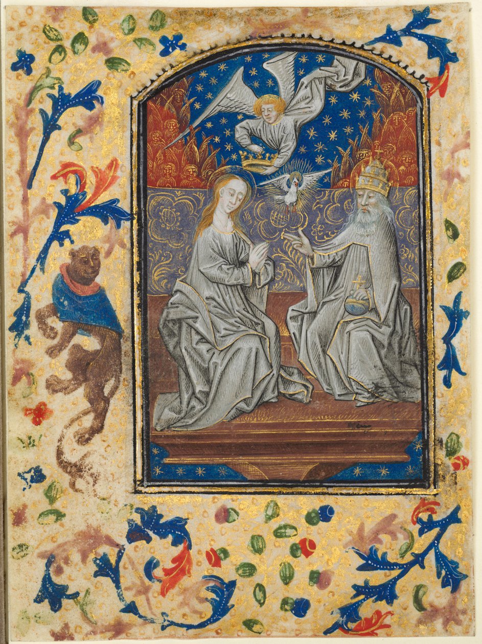 Blad från en timbok: Virgin and Child Enthroned, ca. 1470-1480. av Guillaume Vrelant