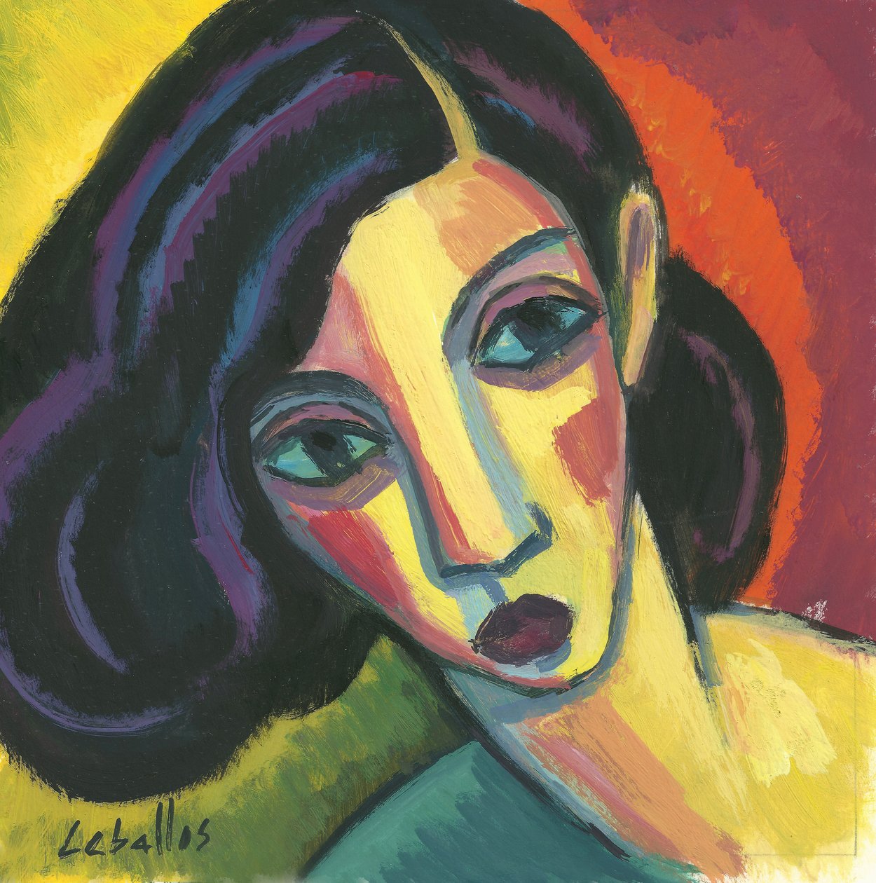 Kvinnoansikte på papper, 2010 (gouache på papper) av Guillermo Martí Ceballos