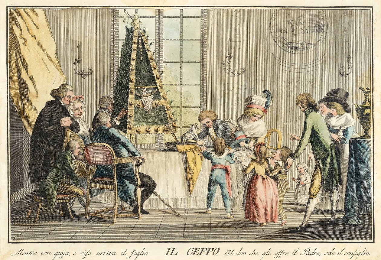 Il Ceppo "från spel, middagar och årsfester som är utklädda i Toscana och speciellt i Florens, pub. 1790 av Guiseppe Piatolli