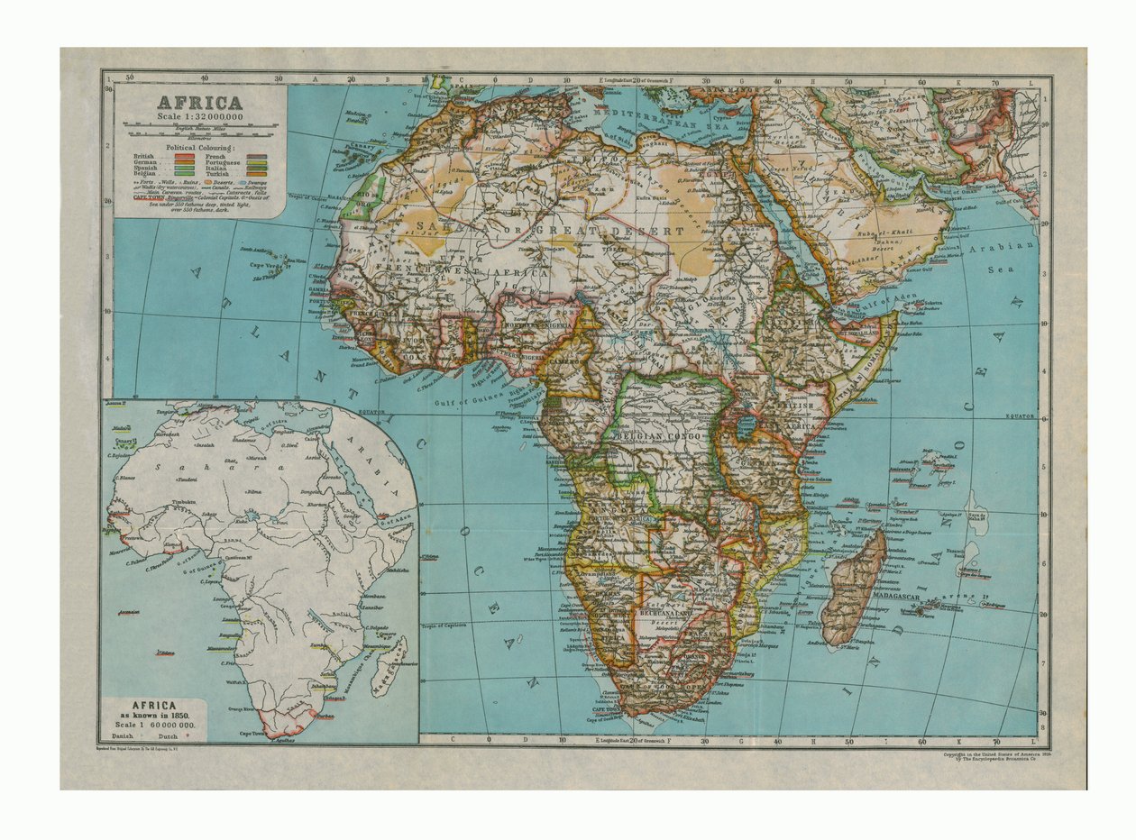 Karta över Afrika, c1910 av Gull Engraving Company
