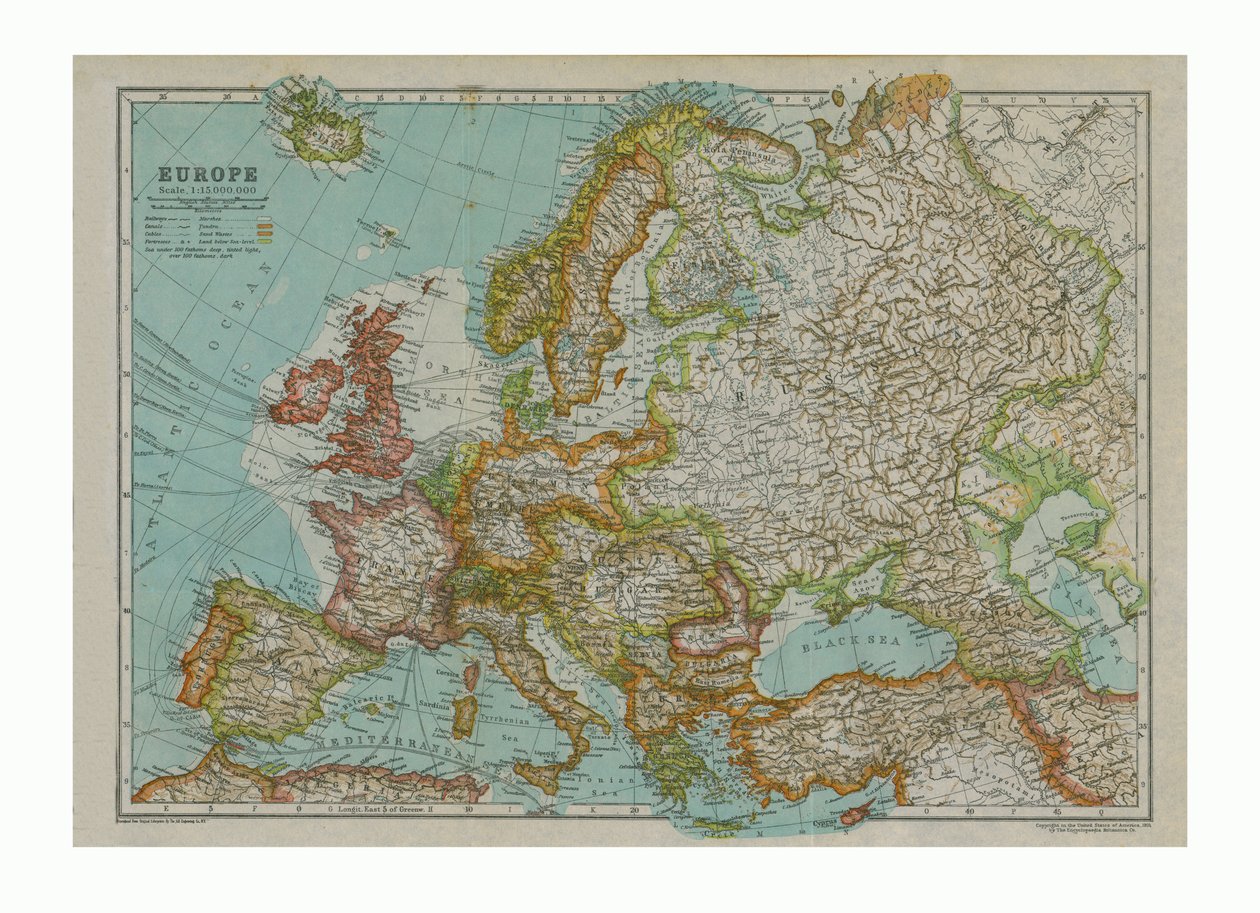 Karta över Europa, c1910 av Gull Engraving Company