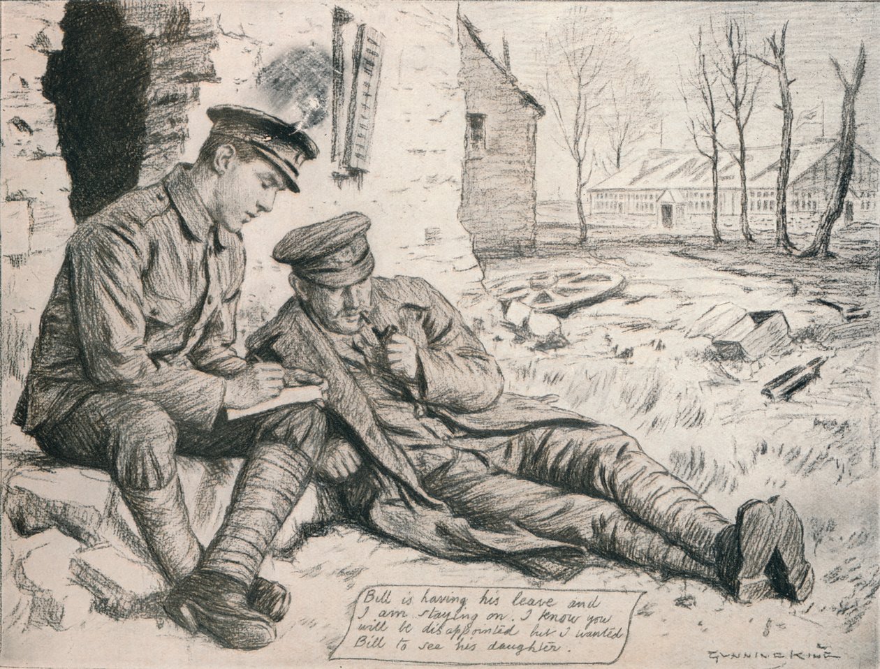 Brevet hem, c1917, 1918 av Gunning King