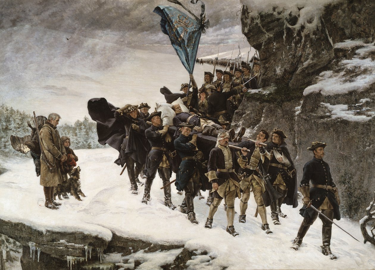 Bringing Home the Body of King Karl XII of Sweden av Gustaf Olaf Cederstrom