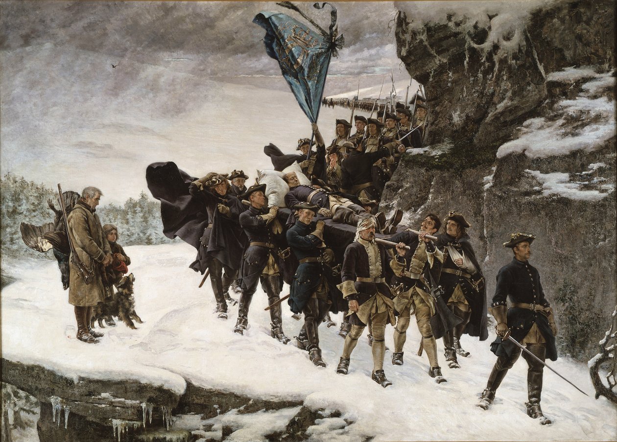 Tar hem kroppen av kung Karl XII av Sverige av Gustaf Cederström