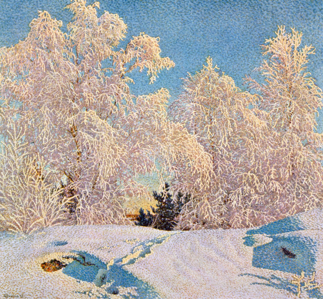 Frost i solsken av Gustaf Edolf Fjaestad