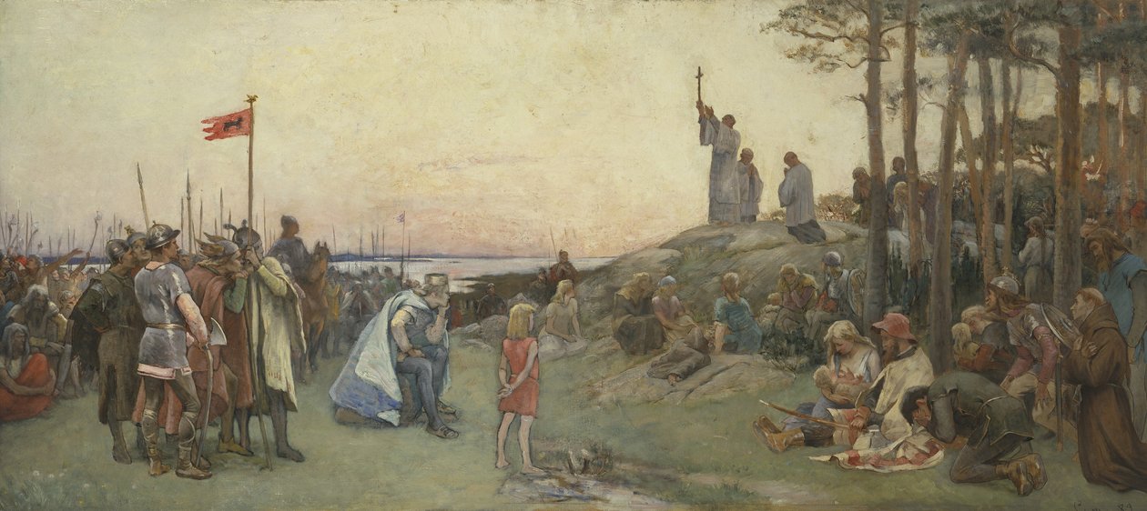 Ansgar predikar kristendomen, 1889 av Gustaf Olaf Cederstrom