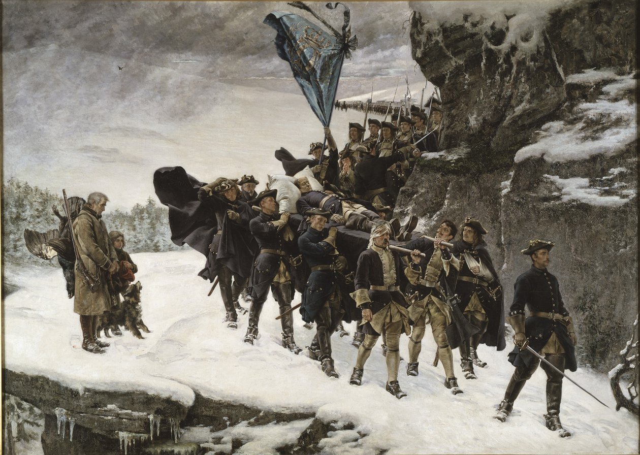 Hemföring av kung Carl XII av Sveriges kropp, 1884 av Gustaf Olaf Cederstrom