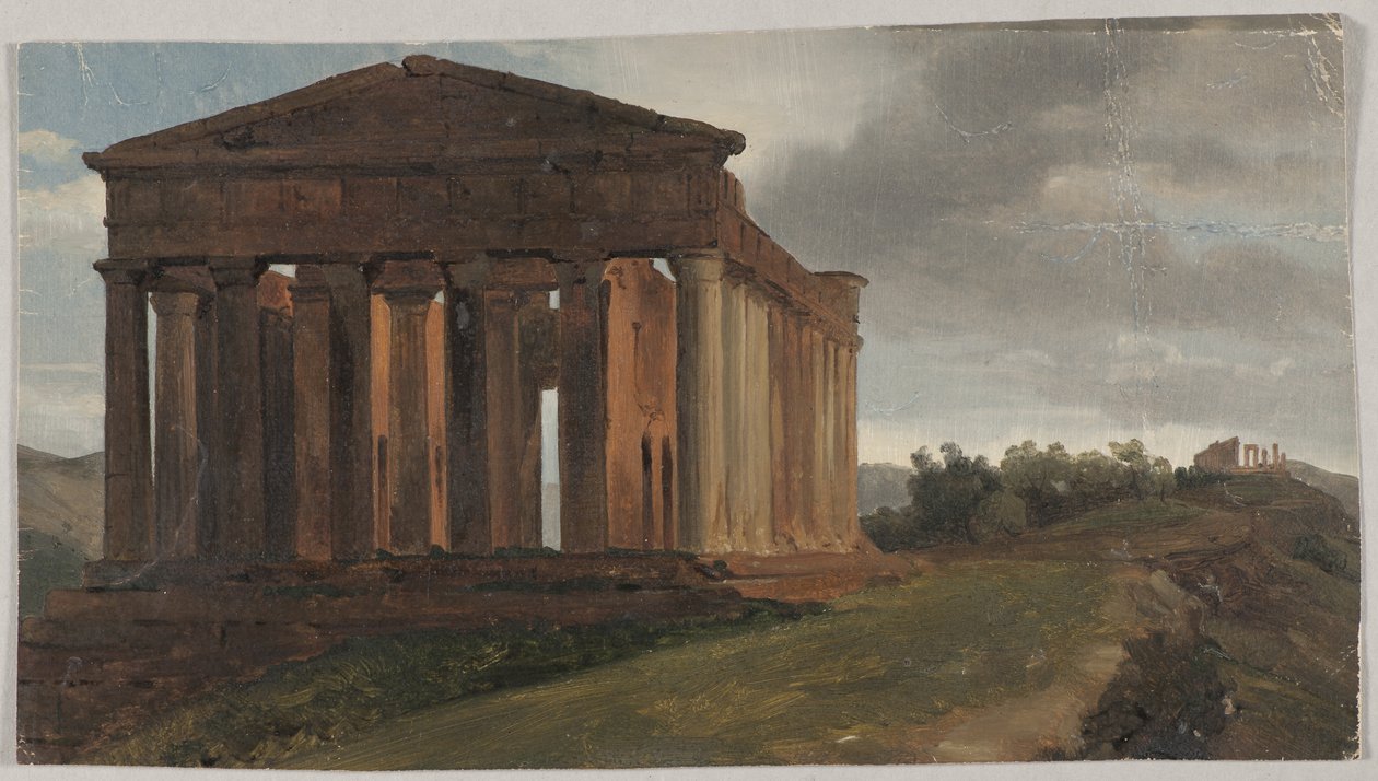 Ett tempel i Agrigento, Sicilien (olja på papper monterad på masonit) av Gustaf Soderberg