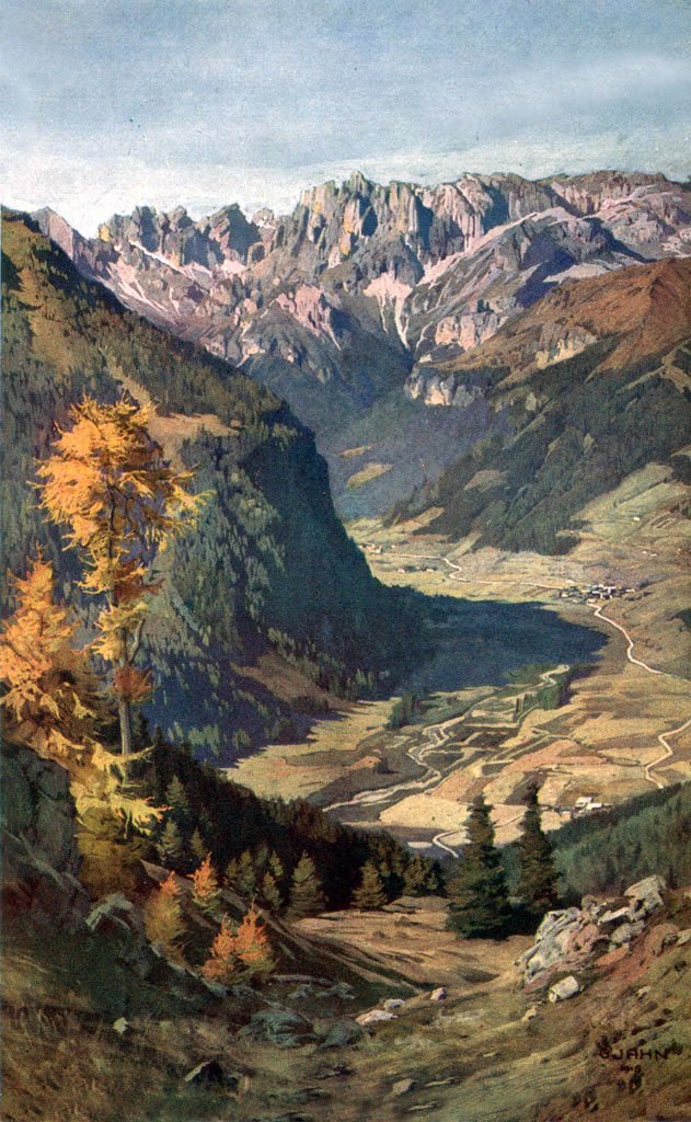 Fassatal mit Rosengartengruppe av Gustav Jahn