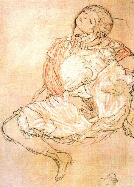  MasturbationnPortugues: Mulher sentada de coxas abertasnDeutsch: Frau bei der Selbstbefriedigungn av Gustav Klimt