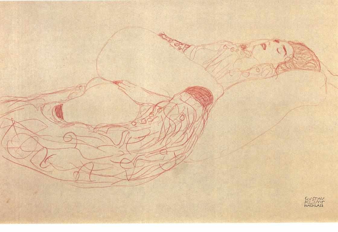  Reclining female semi nudenDeutsch: Liegender Halbaktn av Gustav Klimt
