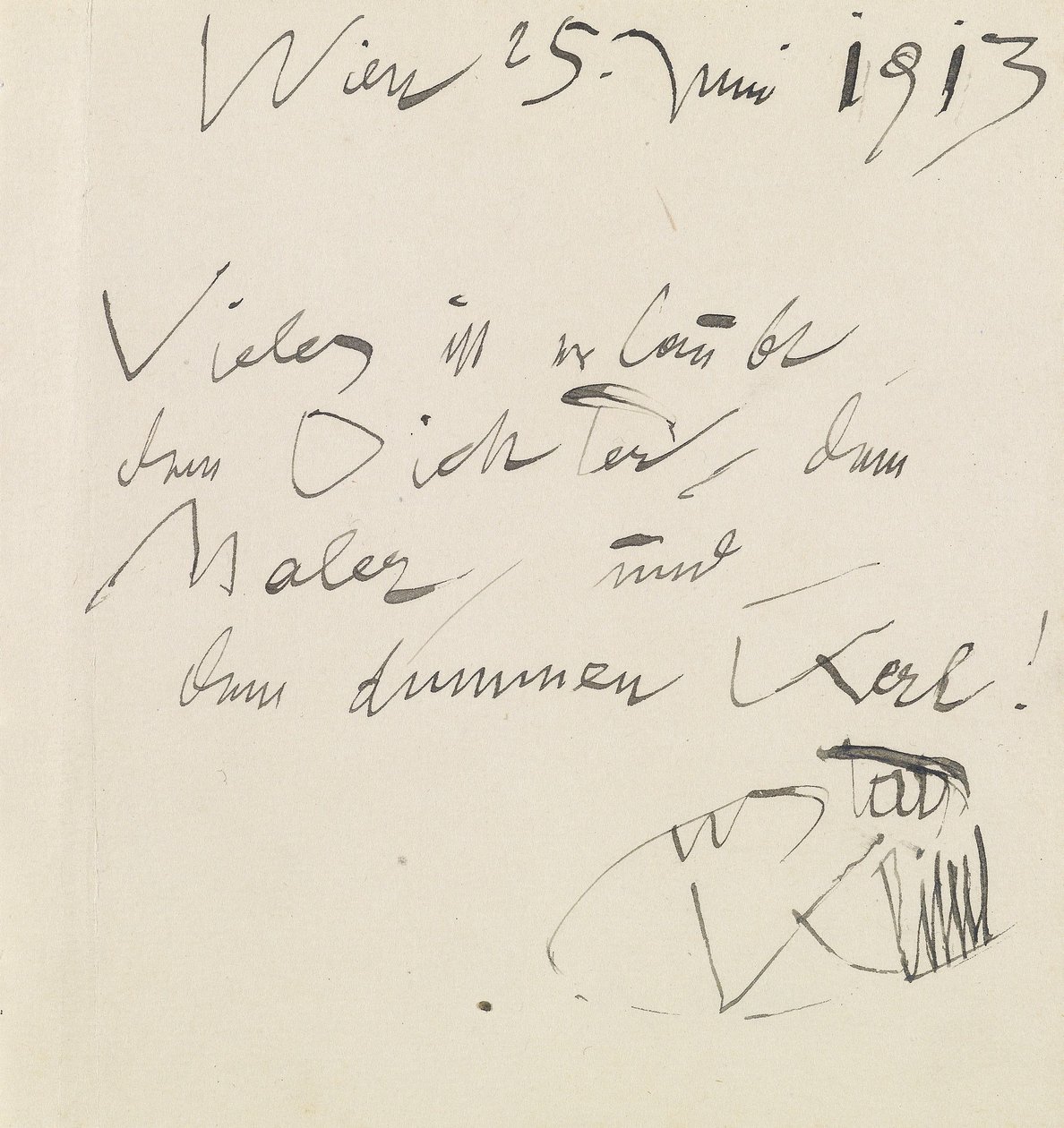 Albumblatt mit eigenhändigem Aphorismus und Unterschrift av Gustav Klimt