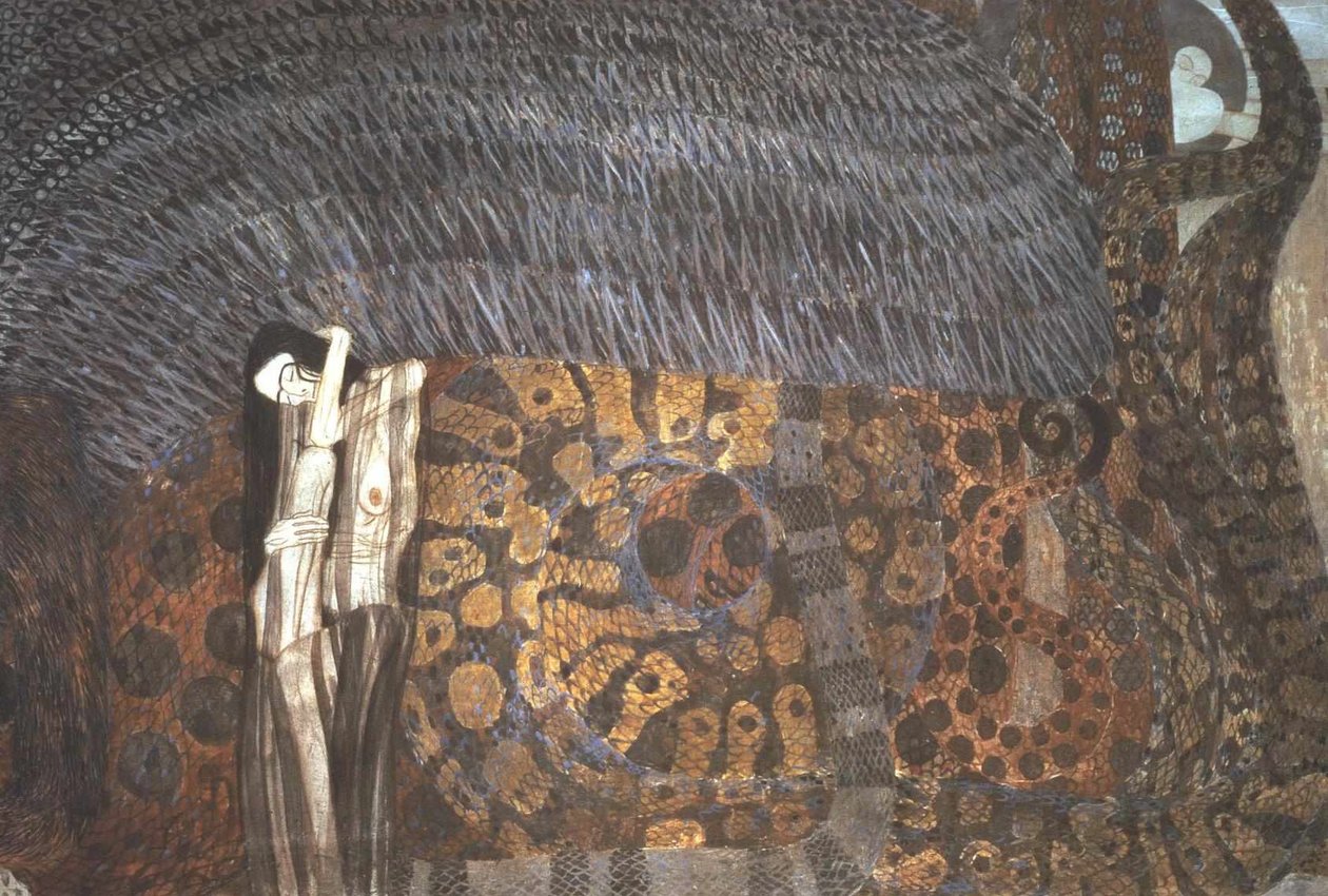 Beethovenfries - Verzehrender Schmerz av Gustav Klimt