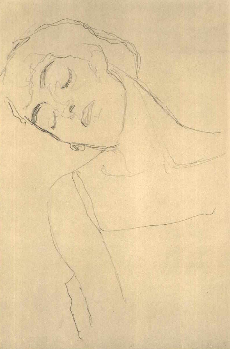 Brustbild mit geschlossenen Augen av Gustav Klimt