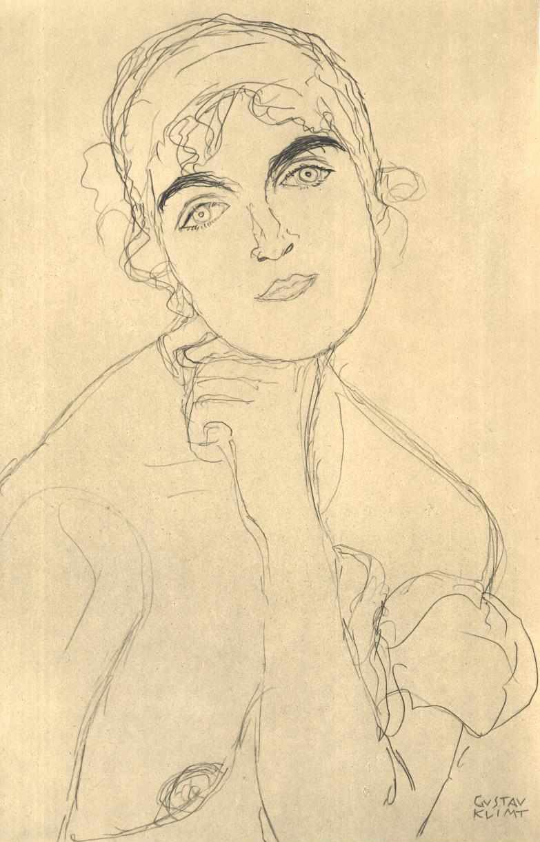 Brustbild von vorne av Gustav Klimt